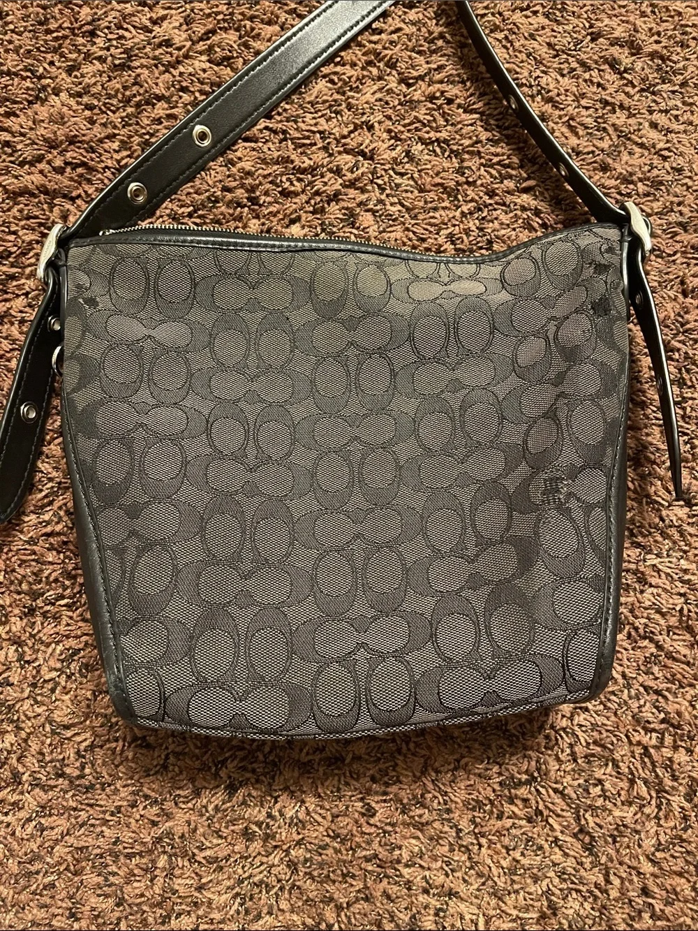 Coach Grey Signature Monogram Crossbody Bag